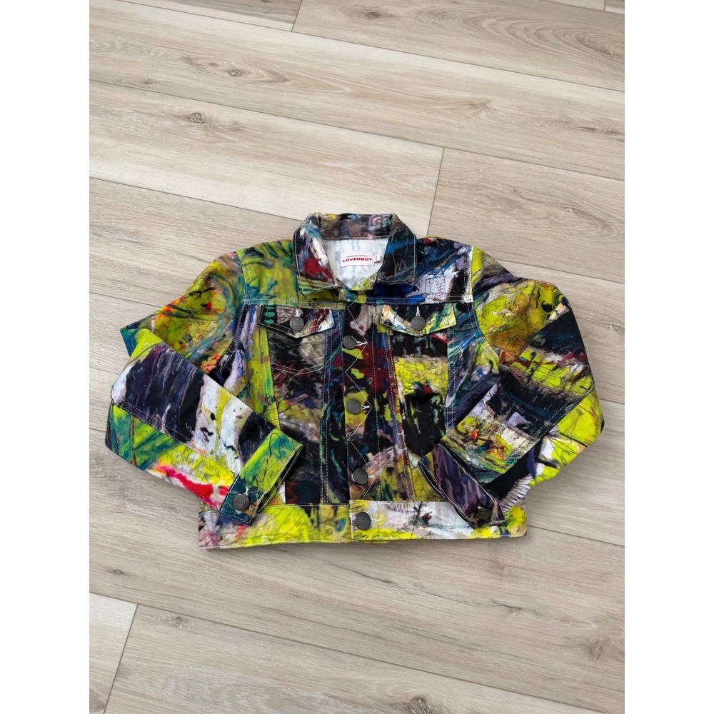LOVERBOY Charles Jeffrey Denim Jacket Multicolor Abstract Kids's Size 9/10
